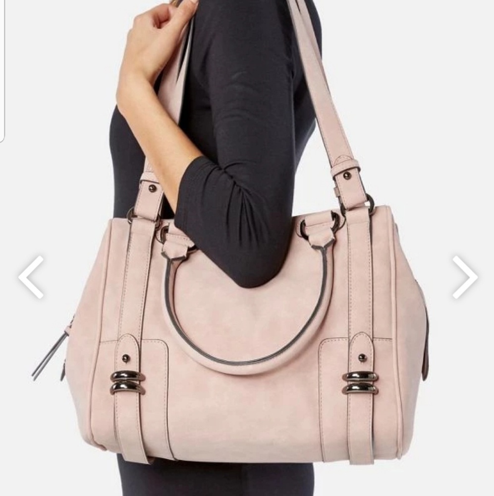 Blush suede satchel